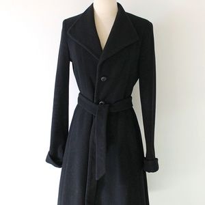 Bebe Black Wool Vintage Style Overcoat Coat
